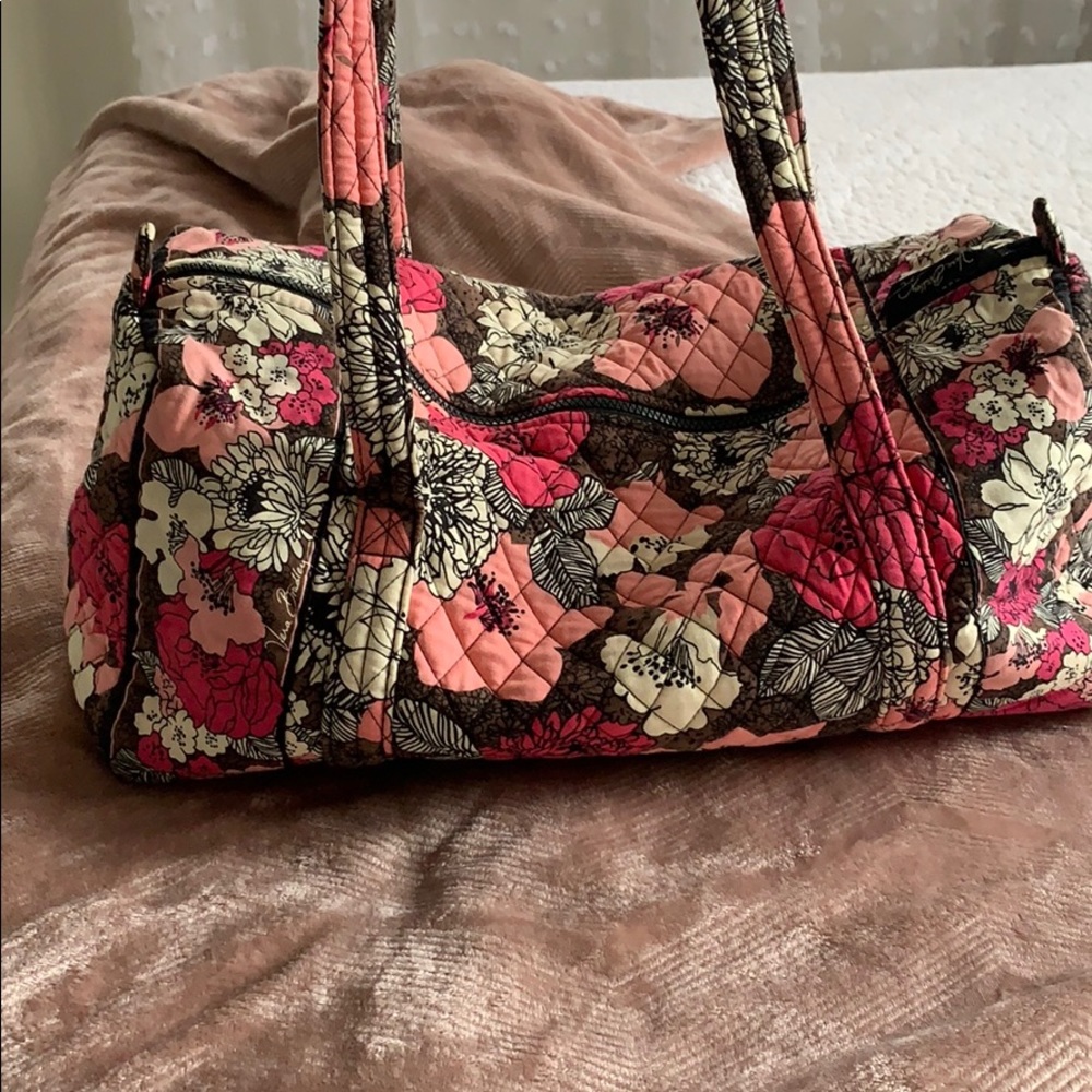 Vera Bradley Mocha Rouge Floral Pattern Duffle